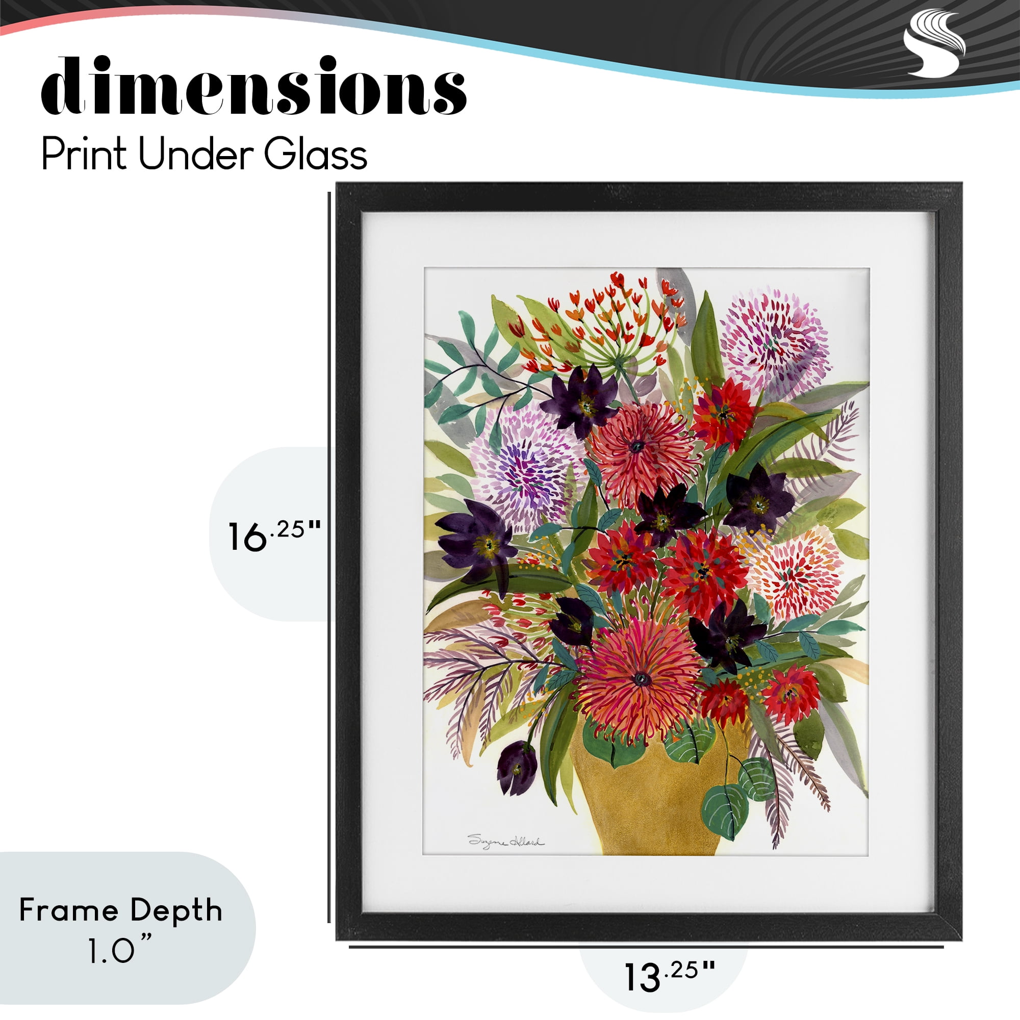 Stupell Industries Celebration Flower Bouquet Black Framed Print Under Glass, design by Suzanne Allard