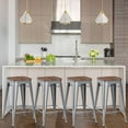 24" Metal Counter Height Bar Stools Stackable Backless Barstools with