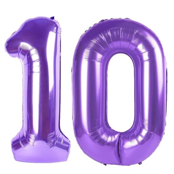 Globo Kelfuoya número 10 morado de 40" de papel metalizado Mylar