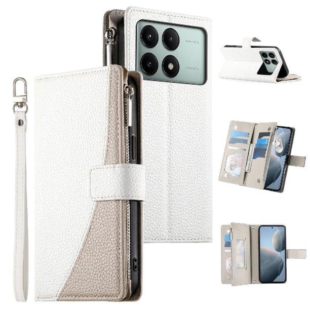 Funda cartera GANGXUN para Xiaomi Poco X6 Pro 5G , cuero PU con tarjetero, cremallera, correa de mano, soporte y protección 1167°