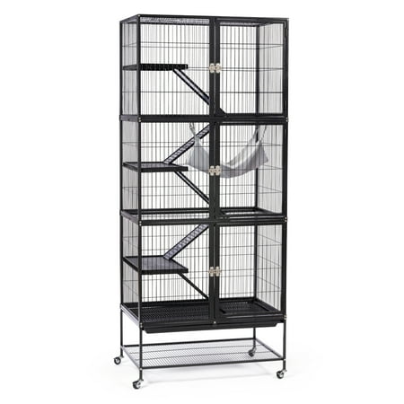 Prevue Pet Products Ferret Stack Three Story Ferret Home with Portable Stand Escape Proof Lock Hammock Ramps Expandable Add-On Cage Stacking System