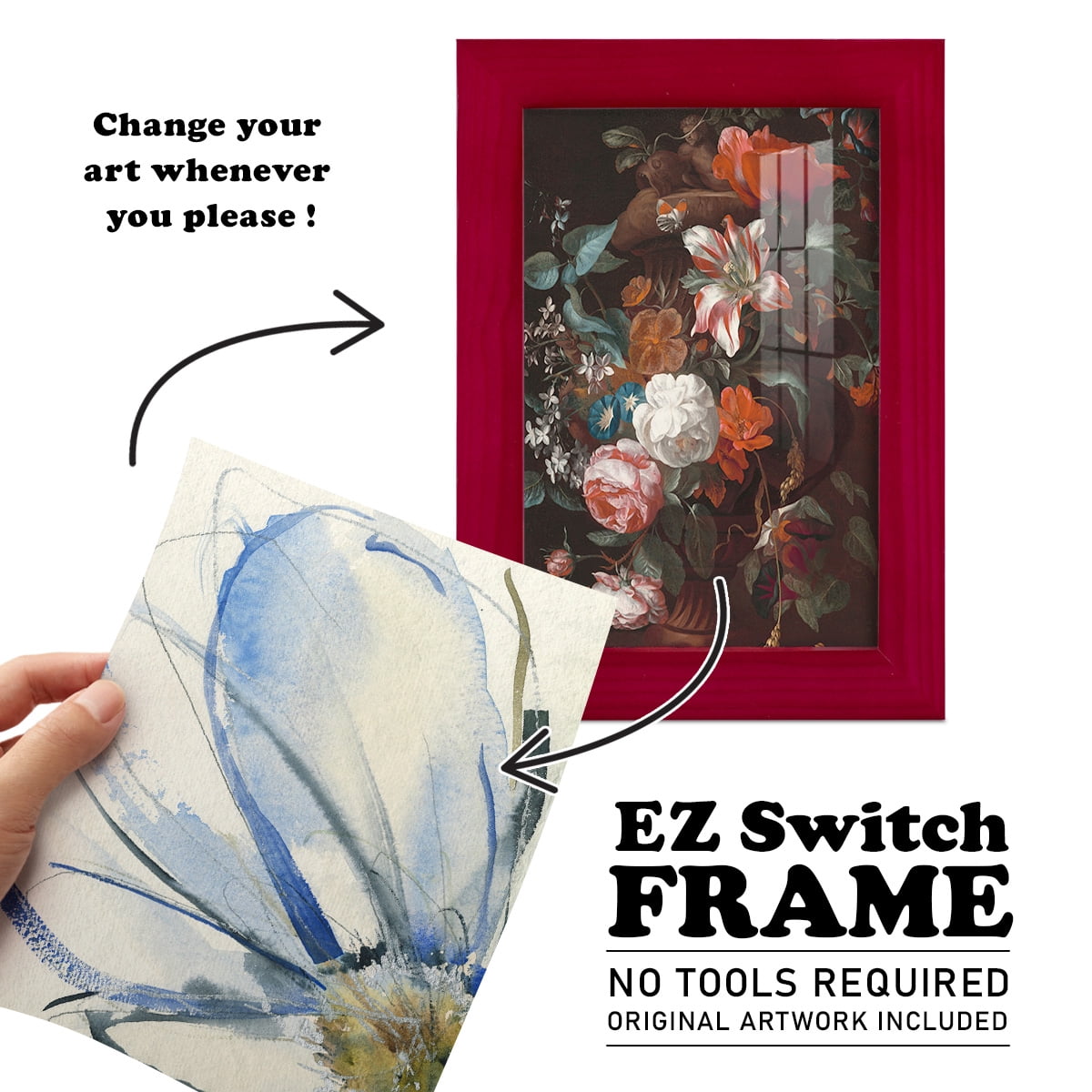 Cobalt & Paynes Petals I - Framed Print w/glass - Cherry Red