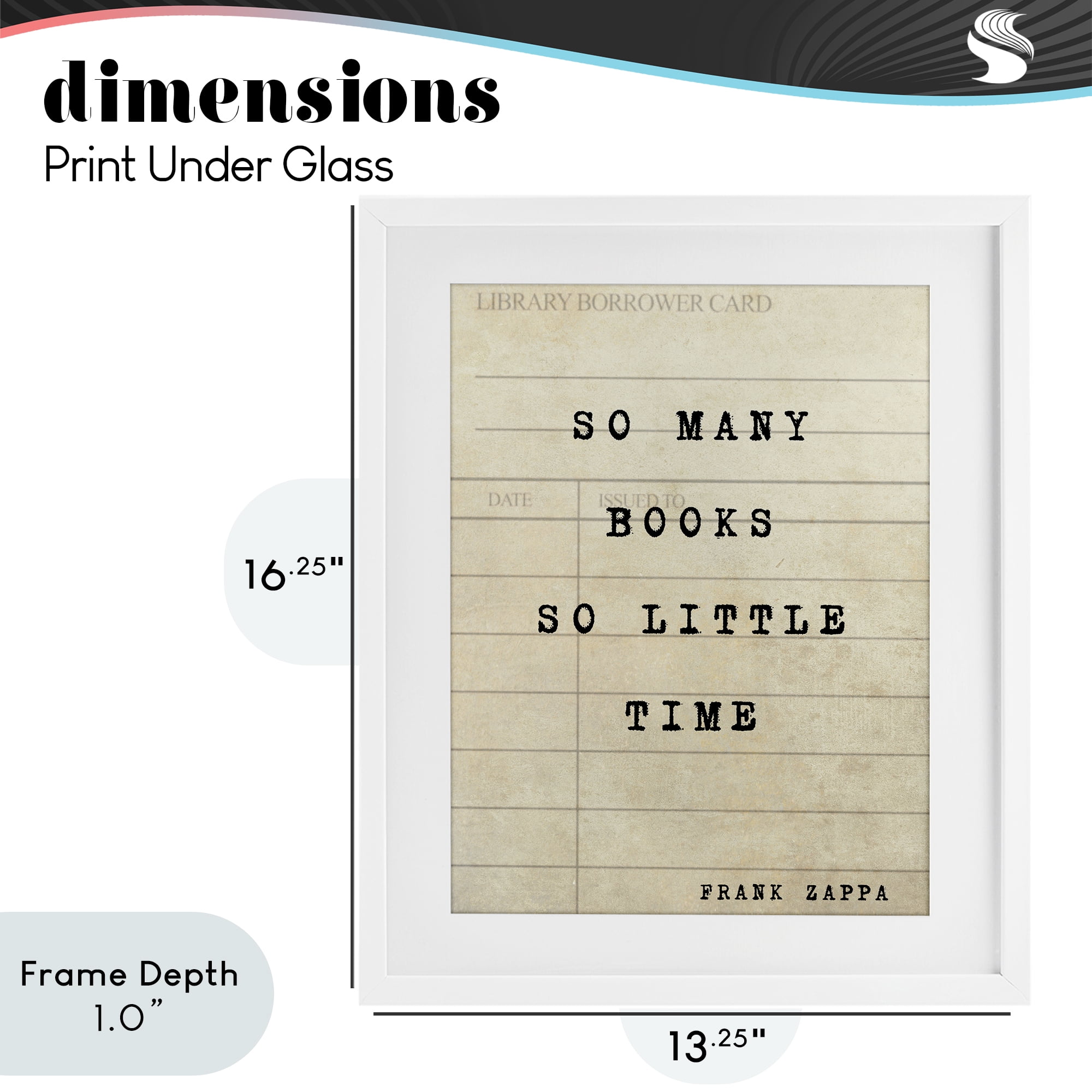 Stupell Industries Many Books & Little Time White Framed Print Under Glass, design by Julia Frost