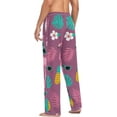 thumbnail image 5 of Men's Pajama Pants with Pockets Sleepwear Lounge Pants Stretch Casual Pineapple Palm Leaf Flamingo, 5 of 6