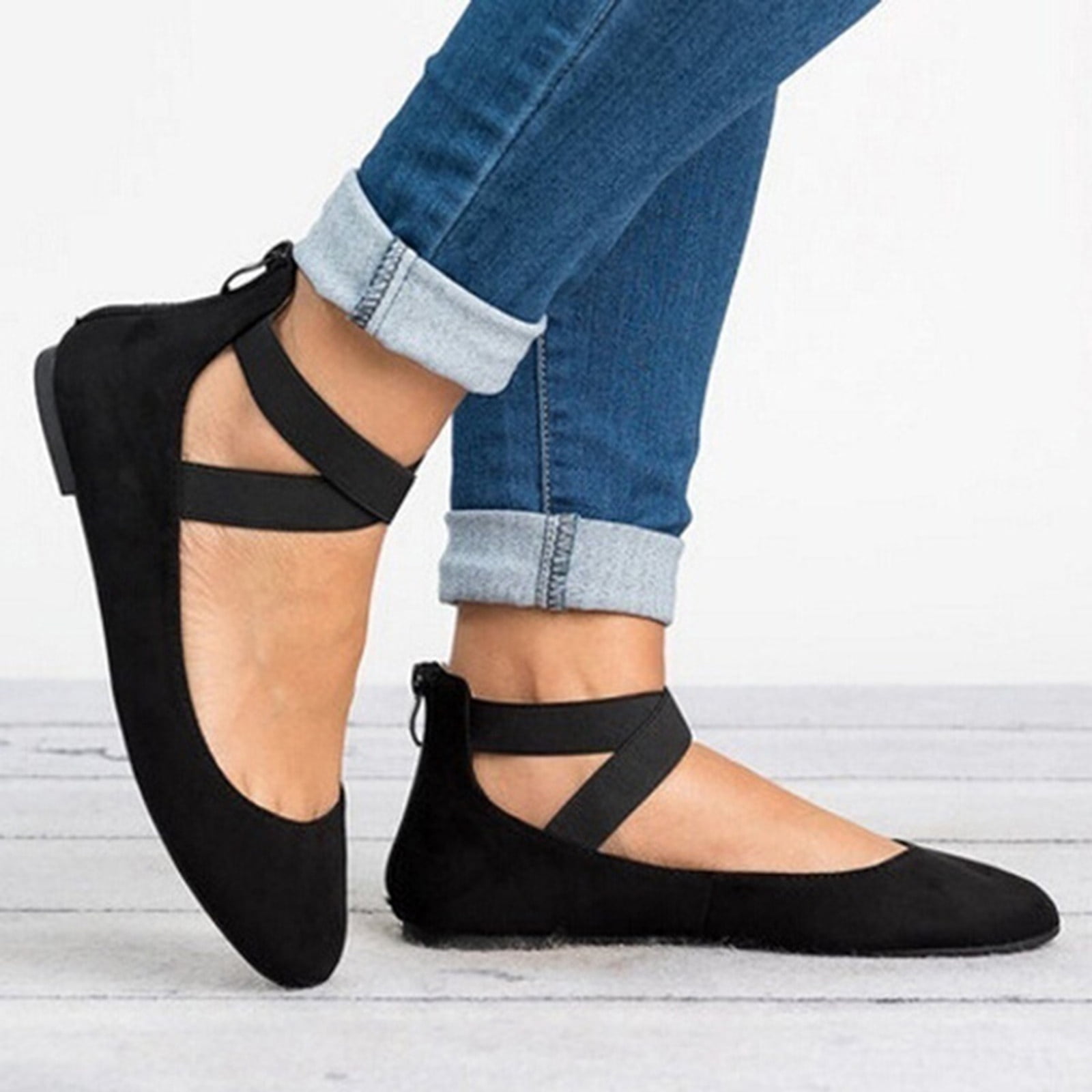 Black strappy ballet clearance flats