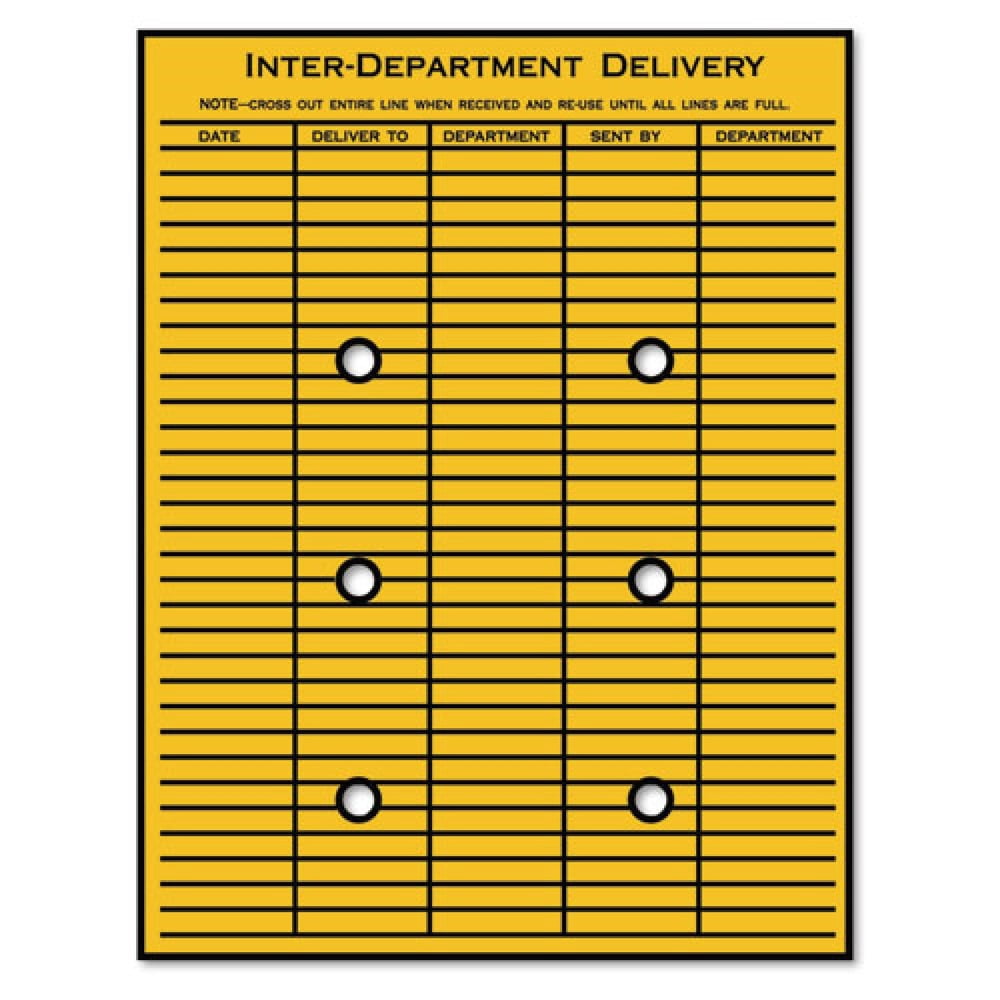 Quality Park QUA63561 10 in. x 13 in. Two-Sided Five-Column Format String and Button Interoffice Envelopes - Brown Kraft (100/Carton)