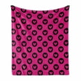 thumbnail image 1 of Hot Pink Soft Flannel Fleece Throw Blanket, Pink Hearts Inside Big Black Spots Pattern in Symmetric Order Girlish Love, Cozy Plush for Indoor and Outdoor Use, 50" x 60", Magenta Black, by Ambesonne, 1 of 6
