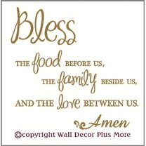 Bless the Food Family and the Love Between Us Amen Wall Vinyl Sticker Lettering Decal 18Wx18H Color Options