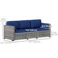 thumbnail image 2 of Dark Blue 3-Seater PE Rattan Patio Sofa with Cushions - Outdoor Conversation Set for Garden, Deck, Poolside & Balcony - Durable Steel Frame Design, 2 of 7