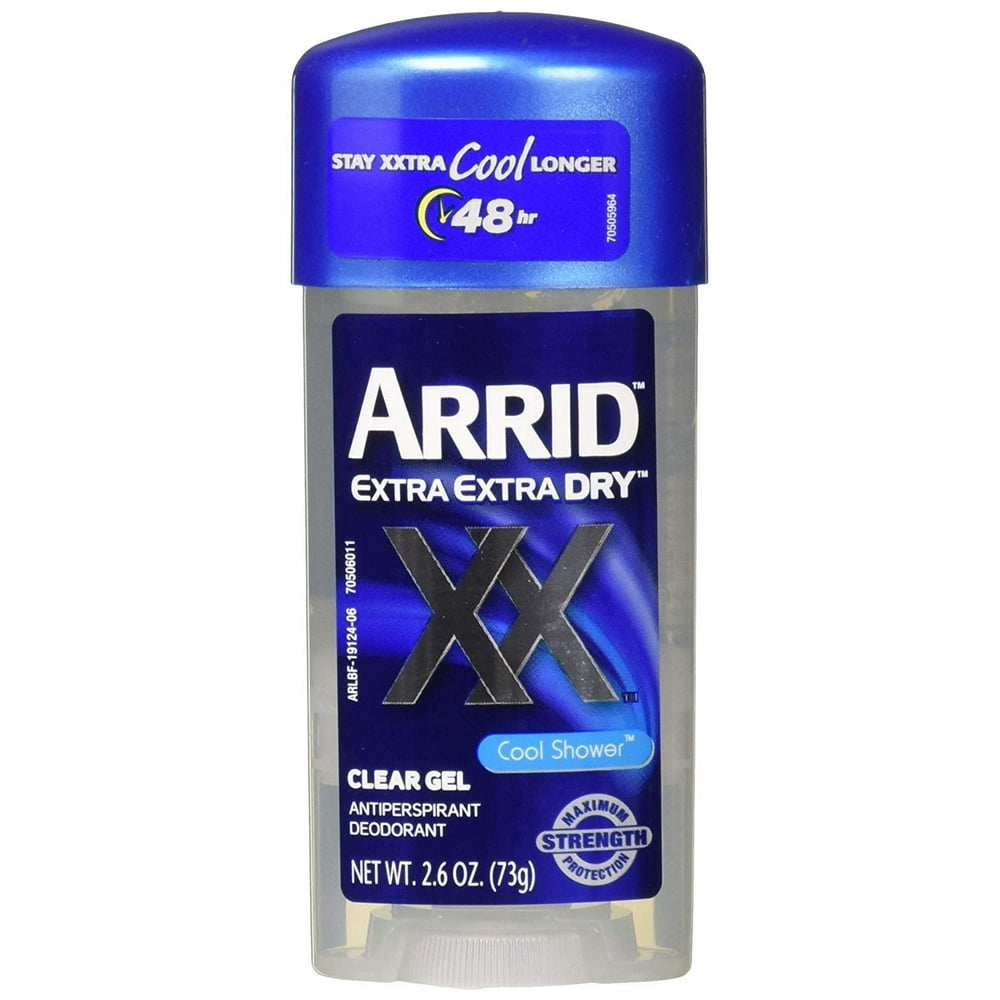 Arrid Extra Dry Antiperspirant Deodorant, Clear Gel, Cool Shower, 2.6 oz Pack of 4