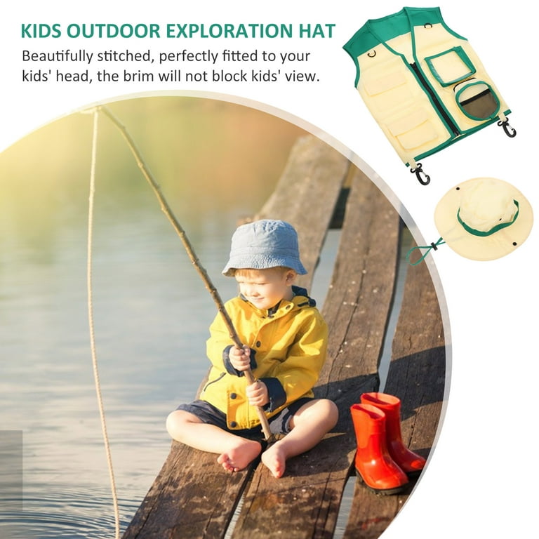 Explorer Clothing Kids Fishing Hat Dresses for Vacation Cargo Vest and Tank  Top Tops Props Cosplay Child Polyester 