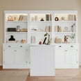 thumbnail image 3 of Miekor 83.4"Tall 2 Bookshelf & 1 Writting Desk Suite,Modern Bookcase Suite with LED Lighting, Drawers,Doors,Study Desk and Open Shelves,3-Piece Set Storage Bookshelf for Living Room W4US0AAK, 3 of 9