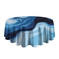 thumbnail image 5 of Light Blue Marble Flow Pattern Round Tablecloth 60"x60",Wrinkle Wipeable Table Cloth for Kitchen Dining Room Picnic Patio Party, 5 of 6