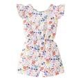 thumbnail image 1 of Gibobby pantalones siameses Ropa de mono informal sin espalda con estampado floral de manga voladora para niñas pequeñas de verano(Blanco， 2-3 Años), 1 of 5