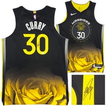 Golden State Warriors Stephen Curry Autographed Black Nike Authentic City Edition Jersey Size 48 JSA 235683