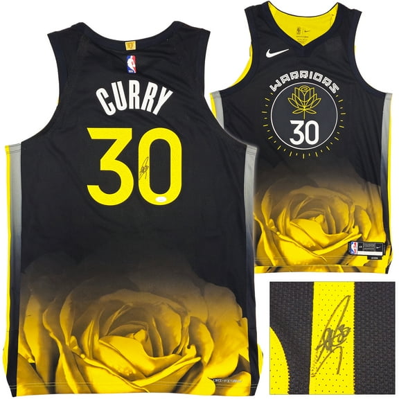 Golden State Warriors Stephen Curry Autographed Black Nike Authentic City Edition Jersey Size 48 JSA 235683