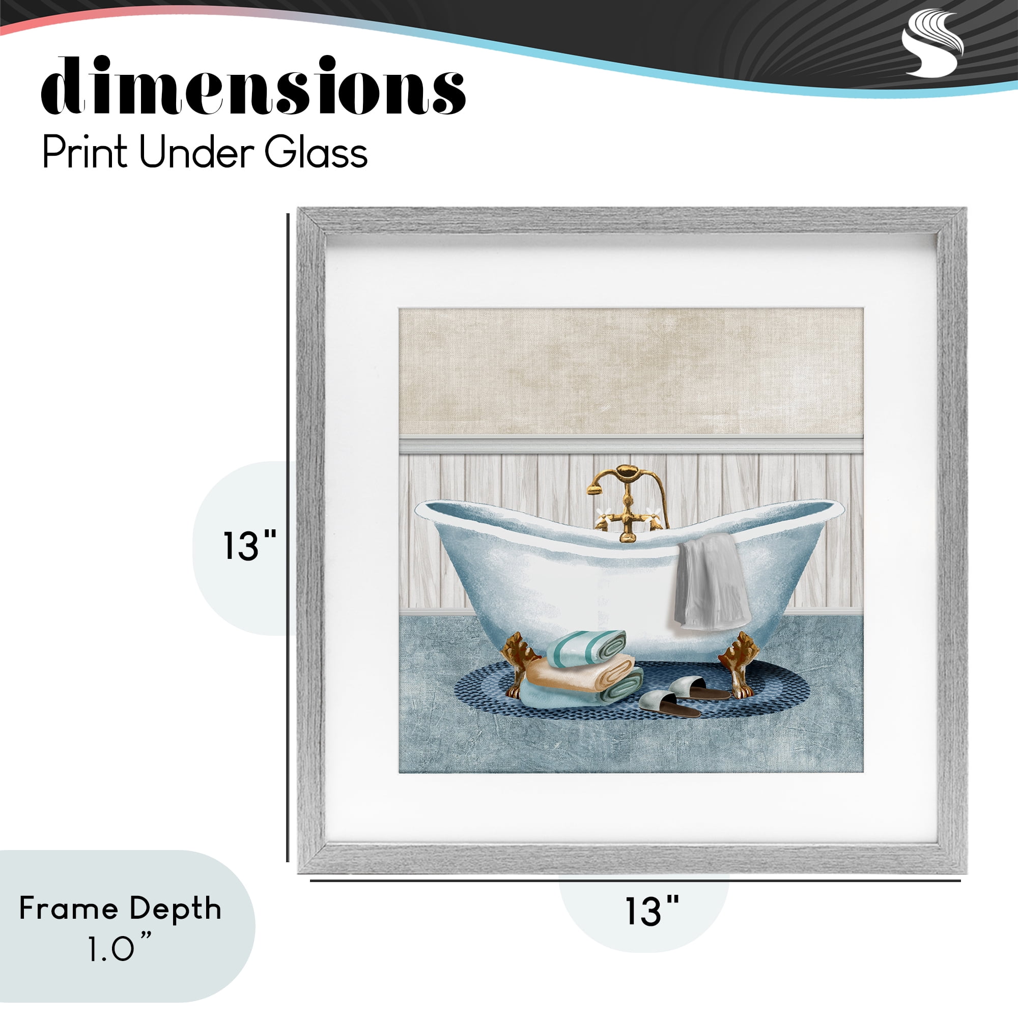 Stupell Industries Cozy Spa Bathtub & Slippers Gray Framed Print Under Glass, design by Conrad Knutsen