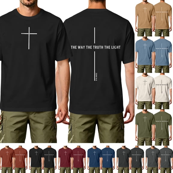 HAJWOH Mens Cross Christian Minimalist Religious Faith T-Shirt T-Shirt
