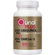 Qunol Plus Ubiquinol + Omega-3, 100 mg + 250 mg, 90 Softgels