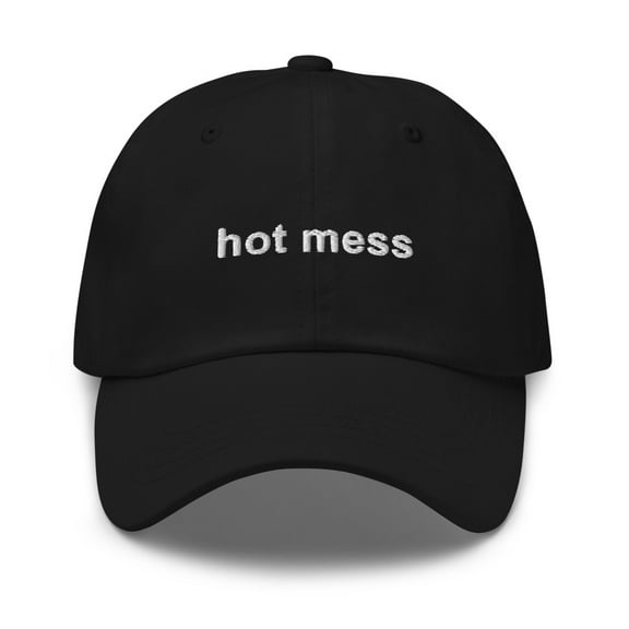 Hot Mess Embroidered Dad Hat White (Black)