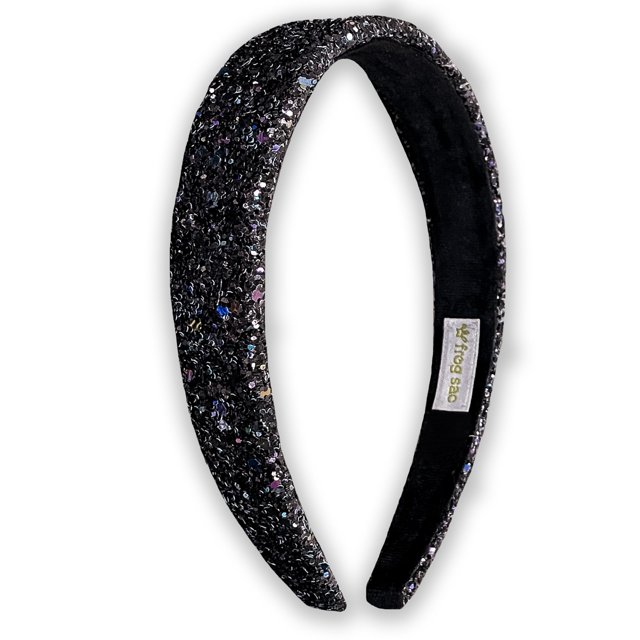 FROG SAC Diademas con Purpurina para Niñas Diadema Negra Accesorios para el Cabello para Niñas Pequeñas Sin Cobertizo Diadema Ancha Brillante para Niños Linda Diadema Alice para Niños Pequeños Relleno