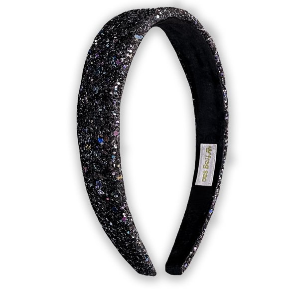 FROG SAC Diademas con Purpurina para Niñas Diadema Negra Accesorios para el Cabello para Niñas Pequeñas Sin Cobertizo Diadema Ancha Brillante para Niños Linda Diadema Alice para Niños Pequeños Relleno