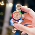 thumbnail image 5 of EXPLOJOY Elegant Ladies Quartz Watch – Rainbow Dial, Waterproof, Stainless Steel & Leather Band, 5 of 9