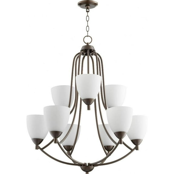 Dawson Wynd 9 Light 2-Tier Chandelier in Bailey Street Home Home Collection Style 26.5 inches Wide By 32 inches High-Oiled Bronze Finish-Satin Opal