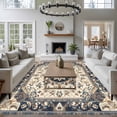 thumbnail image 5 of Vintage Flowers Pattern Washable Area Rug 5 x 8 ft Retro Blue Classical Bohemian Style , Soft Non Slip Rugs Stain Repellent Indoor Felt Carpet for Living Dining Room Bedroom Home Office, 5 of 9