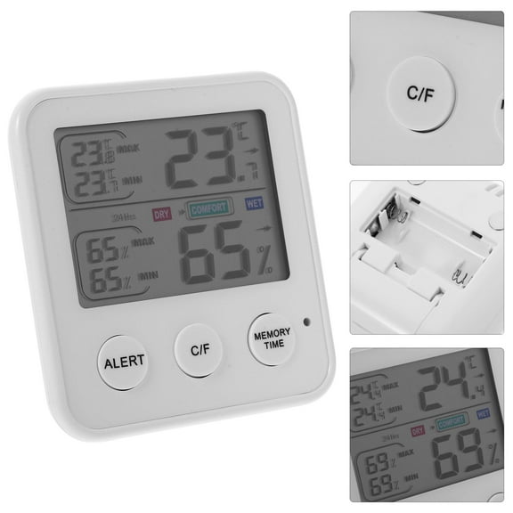 MLINS  Digital Thermometer Hygrometer Indoor Thermometers for House Black