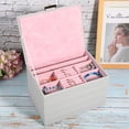 thumbnail image 3 of 4 Layers PU Leather Ear Stud Ring Storage Box Detachable Jewelry Organizer CaseGray, 3 of 14