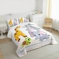 thumbnail image 3 of Feelyou Kawaii Zoo Animal Queen Comforter Set for Kids, Cute Elephant Giraffe Bedding Sets, Cartoon Turtle Hippo Reversible Bedding Comforter Set, Luxury Bedroom Decor, 3 Pieces, 3 of 8