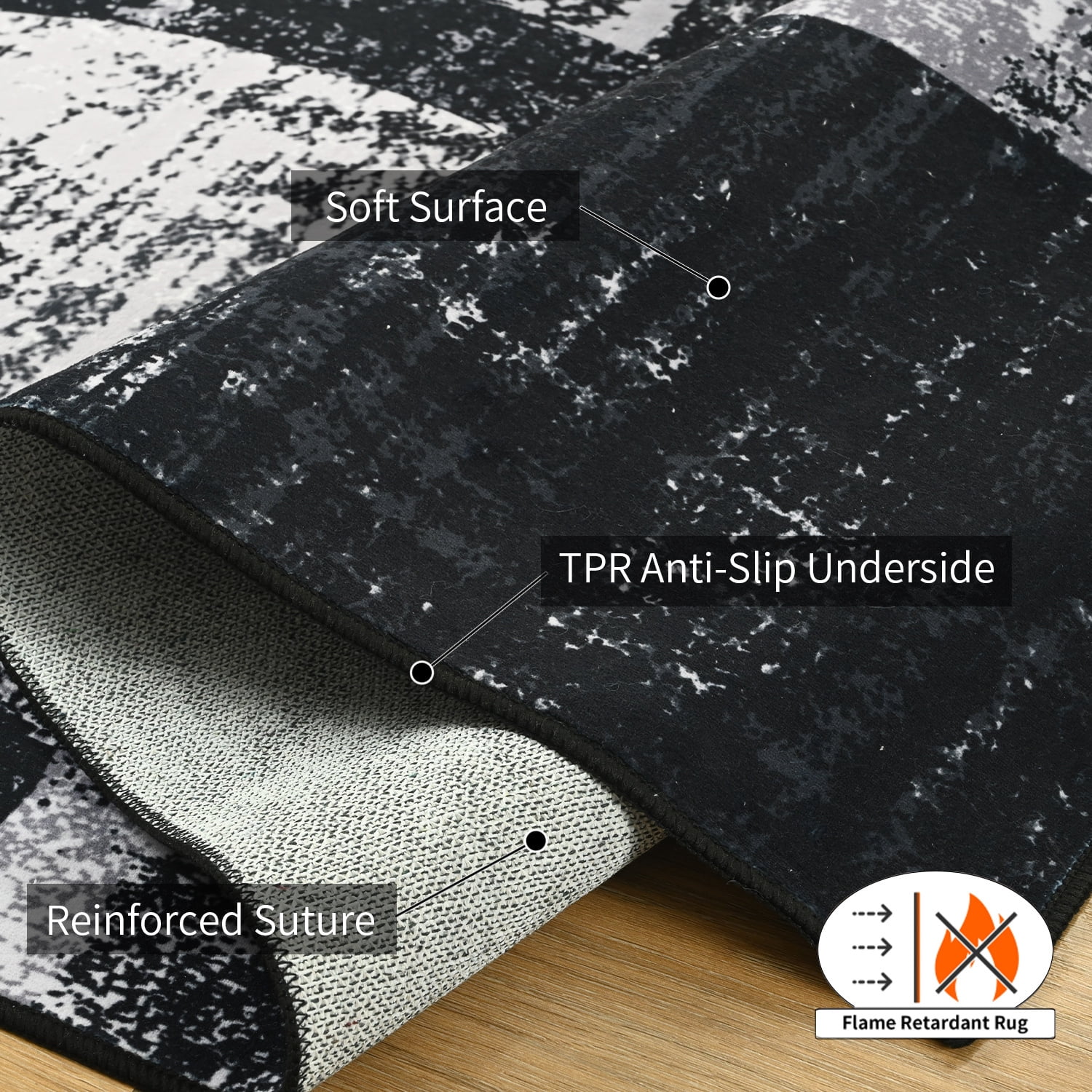Wellber Abstract Rugs Fluffy Area Rug for Bedroom Living Room Home Decor Nursery Carpet,5'x8',Grey