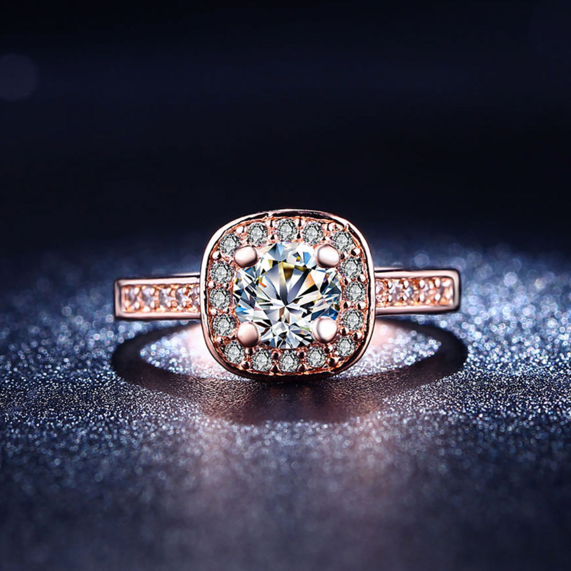 Renee Halo Engagement Ring Cz Women Gold Plated Ginger Lyne Collection