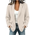 thumbnail image 2 of Homenesgenics Jackets for Women 2026 Long-Sleeve Lapel Minimalist Blazer for Spring/Fall Beige M, 2 of 5