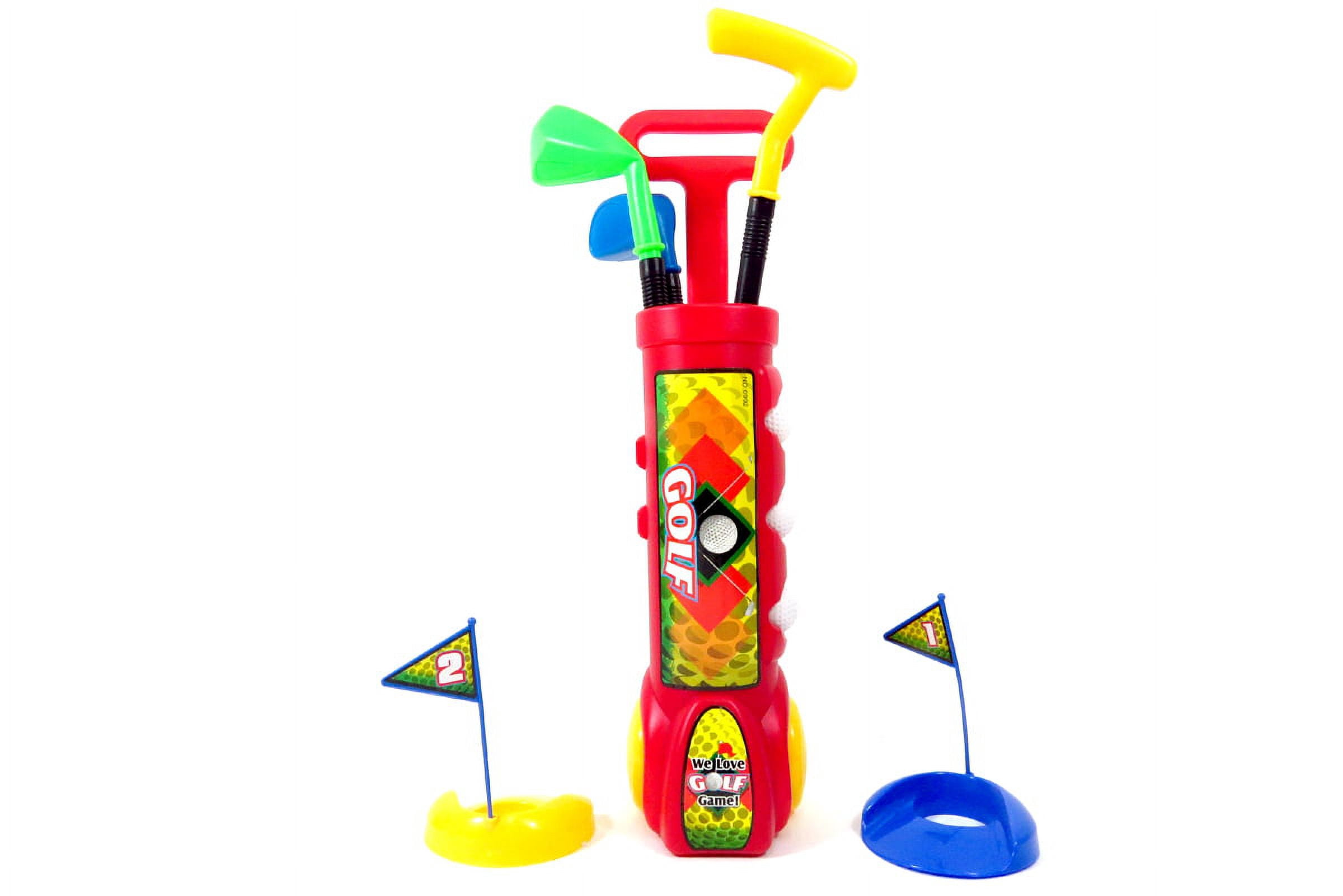 McMulligan's Deluxe Kid's Happy Golfer Toy Golf Set With 3 Golf Balls, 3 Types of Clubs, & 2 Practice Holes