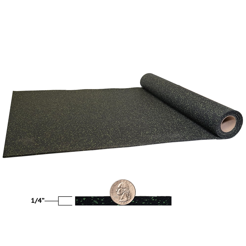 Rubber Flooring Roll per SF | 4 ft Wide x 1/4 inch | Rubber Gym Flooring for Home Gyms | Texture: Smooth | Color: Black | Weight: 1.5 lbs per SF