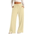 thumbnail image 3 of Girls Wide Leg Sweatpants Textured Cotton Joggers High Waist Loose Pockets Soft Casual Sport Pants Baggy Causal Open Bottom, 3 of 9
