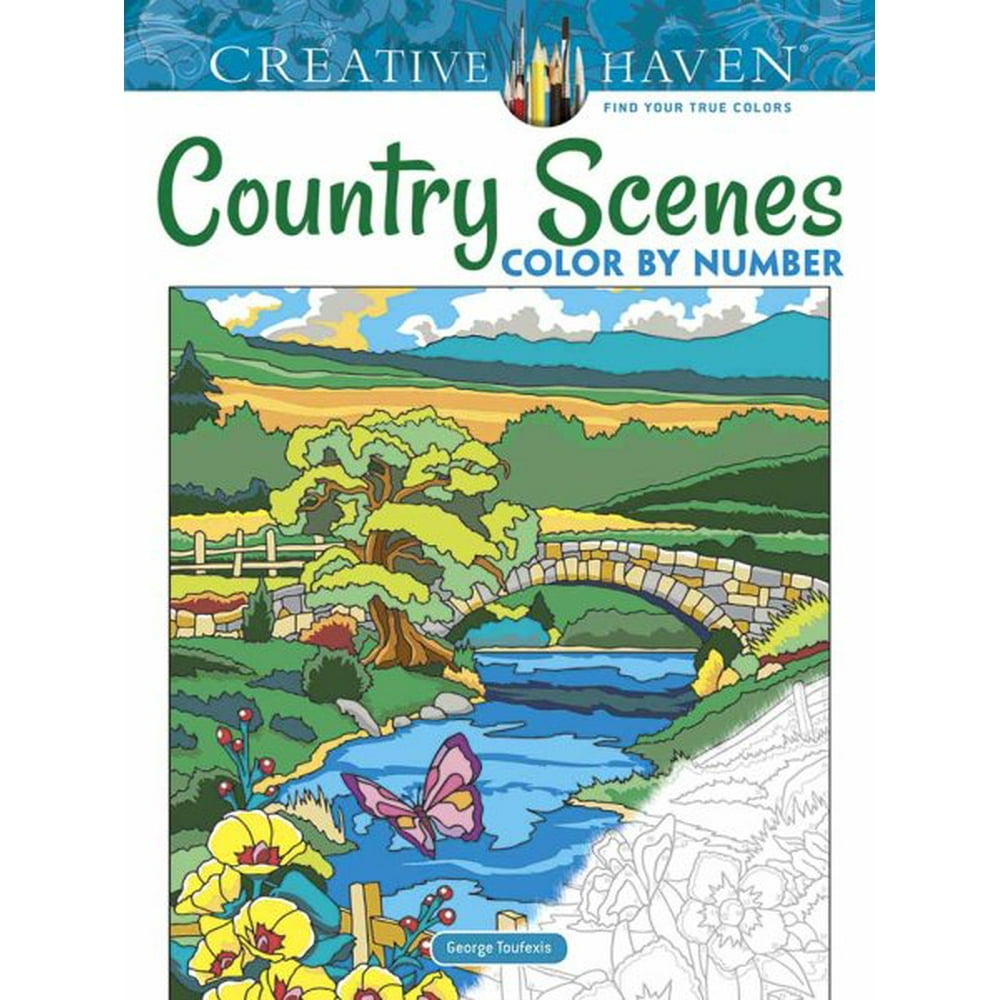 Adult Coloring: Creative Haven Country Scenes Color by Number Coloring
