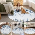 thumbnail image 6 of Navy Blue Eucalyptus Leaves Round Area Rugs Collection 6', Retro Country Leaf Botanical Non Slip Indoor Circular Throw Runner Rug Floor Mat Carpet for Living Room Dining Table Bedroom Nursery, 6 of 9