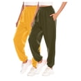 thumbnail image 2 of Fartey 2 Pack Women's High Waisted Sweatpants Baggy Joggers Cinch Bottom Sweatpant Basic Solid Color Sweat Pants with Pockets Green XL, 2 of 3