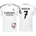 thumbnail image 5 of Camiseta de fútbol de manga corta informal para exteriores del Real Madrid de Inglaterra con diseño de dragón blanco HaloKitt estilo dragón Hello Kitty, 5 of 5