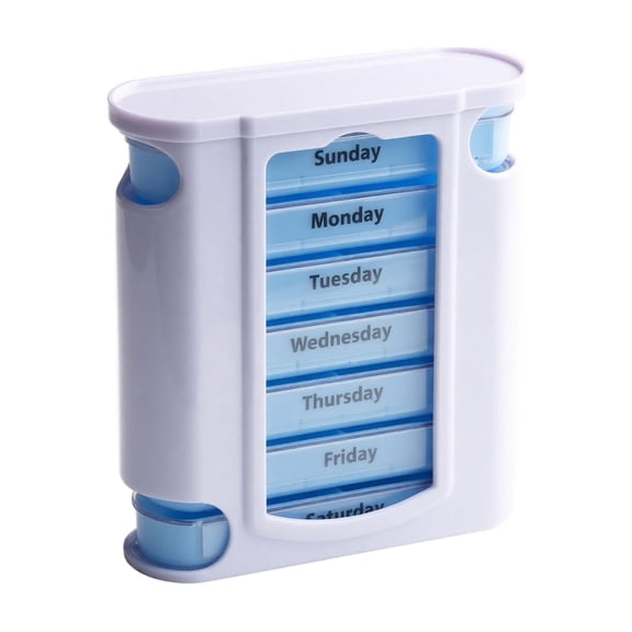 Pill Organizer Weekly 7 Day 28 Compartment Stackable Plastic for Daily Vitamins and Supplements Travel