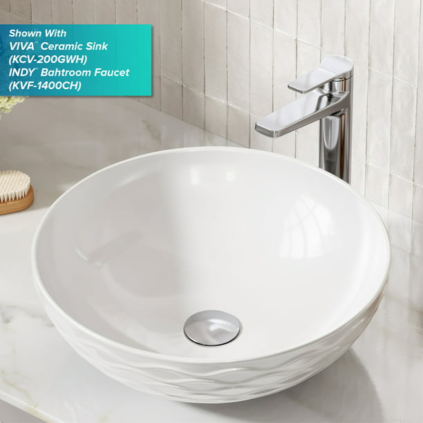 Kraus Bathroom Sink Pop Up Drain With Extended Thread In Chrome Com - Spring Loaded Bathroom Sink Stopper