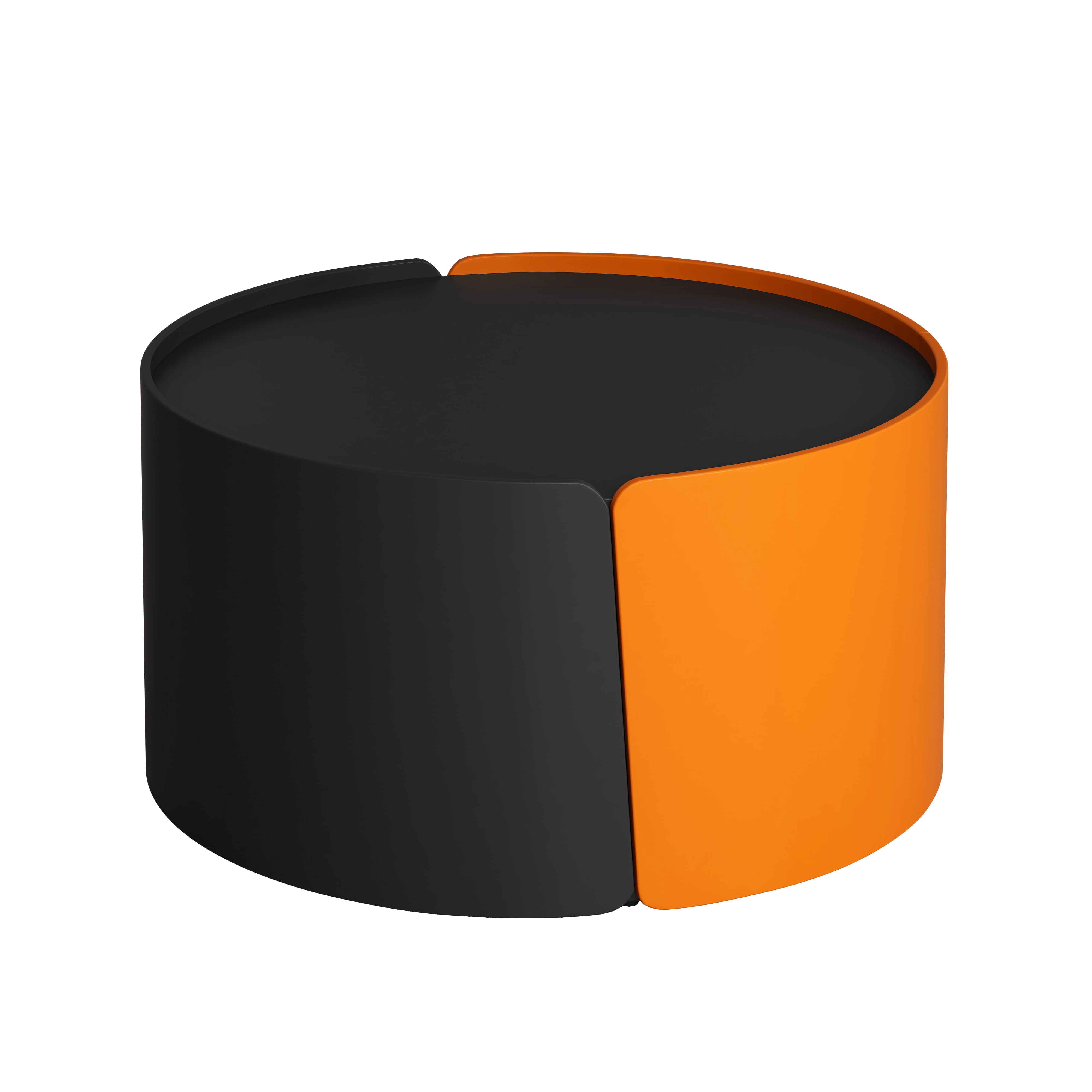 Homy Casa Modern Round Coffee Table Set with Storage, Black & Orange Finish, 2-Piece Design