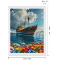 thumbnail image 2 of Diamond Art Kits for Adults, Floral Ship On OceanDiamond Painting Kits for Beginners, Frameless Round 5D Full Drill Diamonds Art Gem Art Crafts Home Decor Gifts, 2 of 8