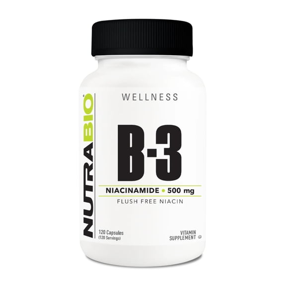 NutraBio Niacinamide Supplement for Normalized Blood Lipids, Better LDL & HDL Levels, Flush Free Vitamin B3, 500mg - 120 Vegetable Capsules