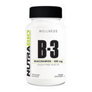 NutraBio Niacinamide Supplement for Normalized Blood Lipids, Better LDL & HDL Levels, Flush Free Vitamin B3, 500mg - 120 Vegetable Capsules