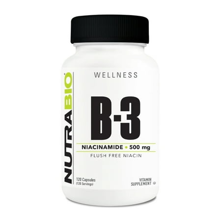 NutraBio Niacinamide Supplement for Normalized Blood Lipids, Better LDL & HDL Levels, Flush Free Vitamin B3, 500mg - 120 Vegetable Capsules
