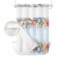 thumbnail image 2 of Blue Coastal No Hook Shower Curtain Waterproof, Bathroom Curtains with Snap in Liners and See Through Top Window, Summer Beach Starfish Shell Coral Hotel Style Bathtub Curtains Shower 48"Wx72"L, 2 of 8